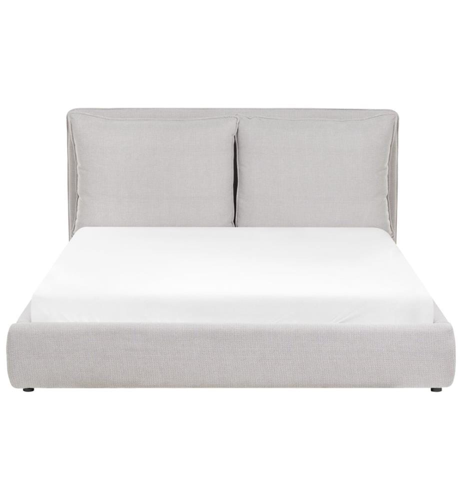 Lit avec sommier Tissu BAJONNA 160 x 200 cm Gris clair