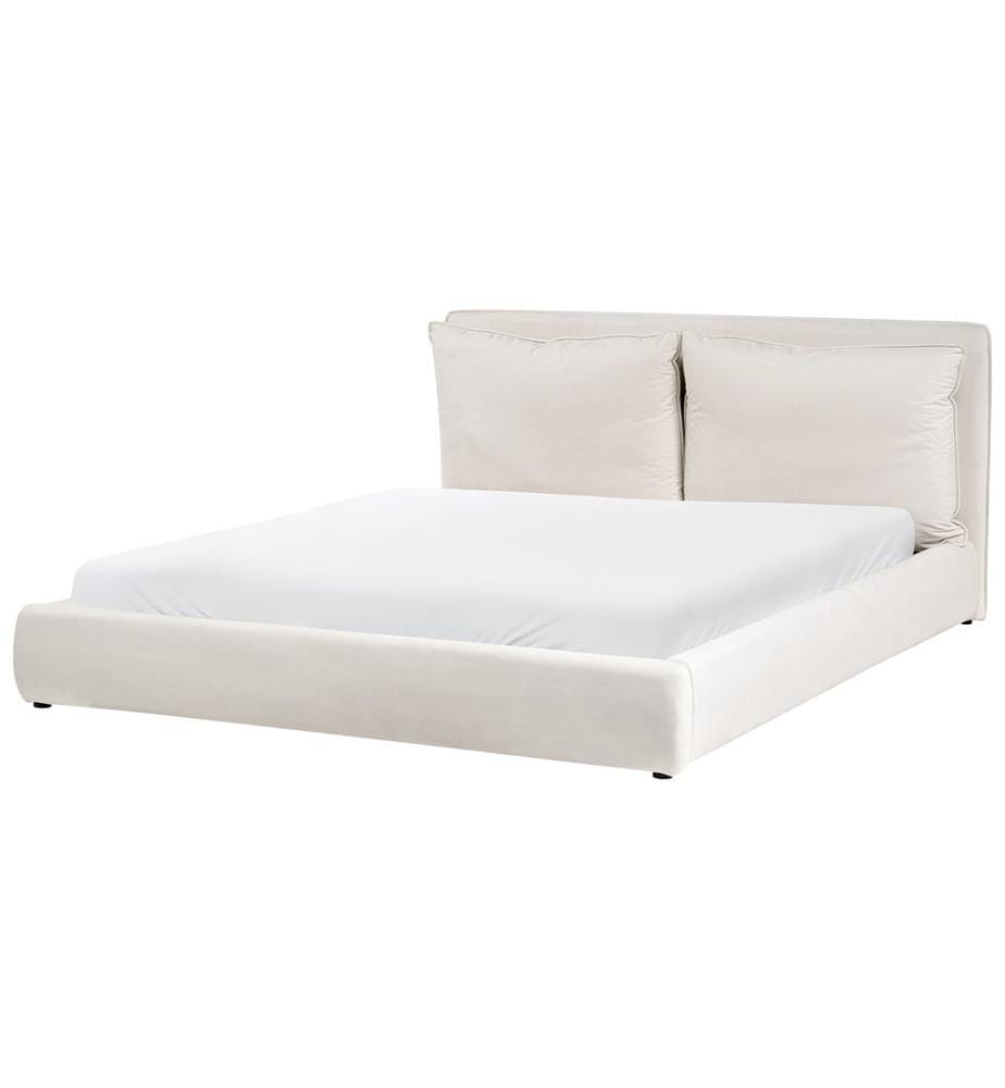 Lit avec sommier Tissu BAJONNA 180 x 200 cm Beige clair