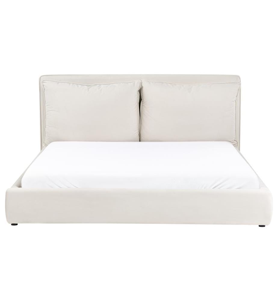 Lit avec sommier Tissu BAJONNA 180 x 200 cm Beige clair