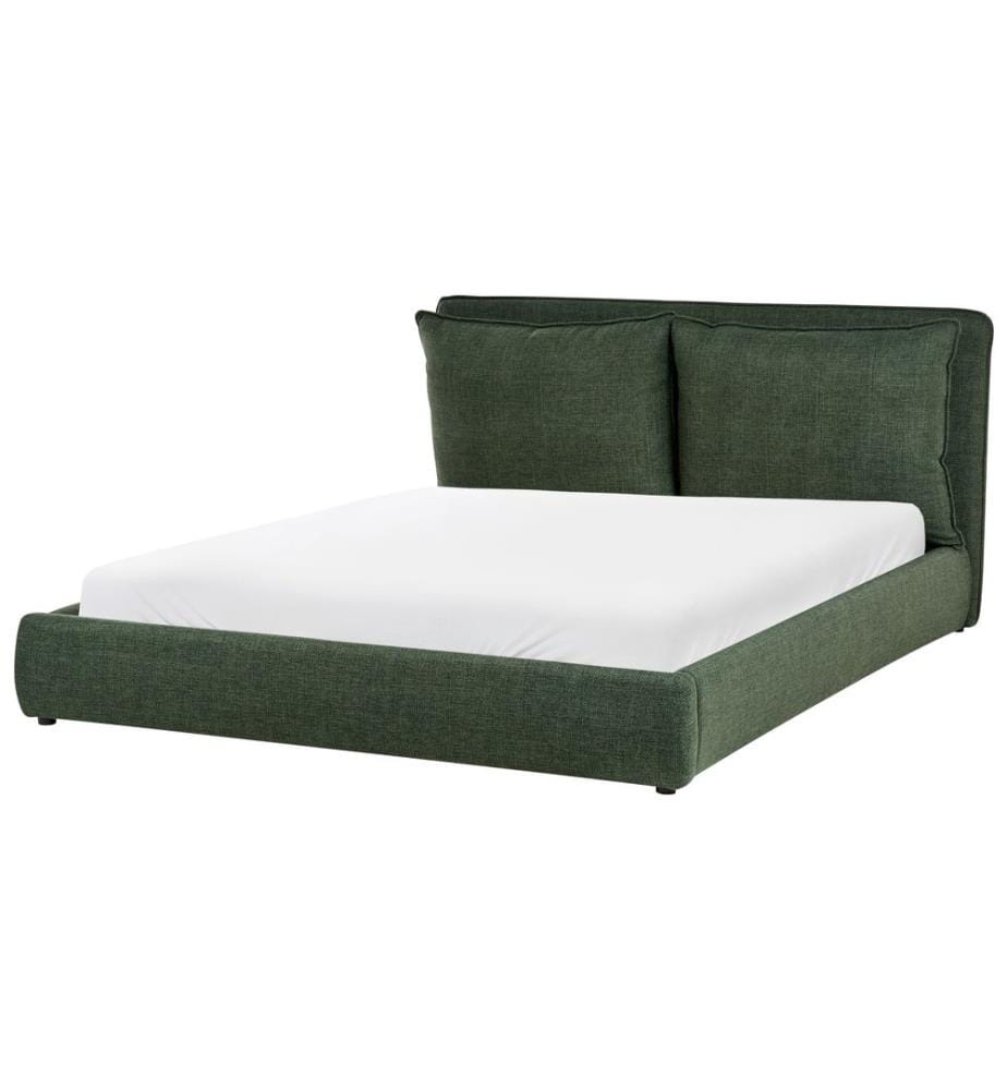 Lit avec sommier Tissu BAJONNA 160 x 200 cm Vert foncé