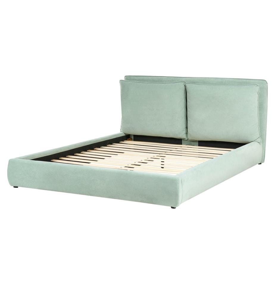 Lit avec sommier Velours BAJONNA 160 x 200 cm Vert menthe