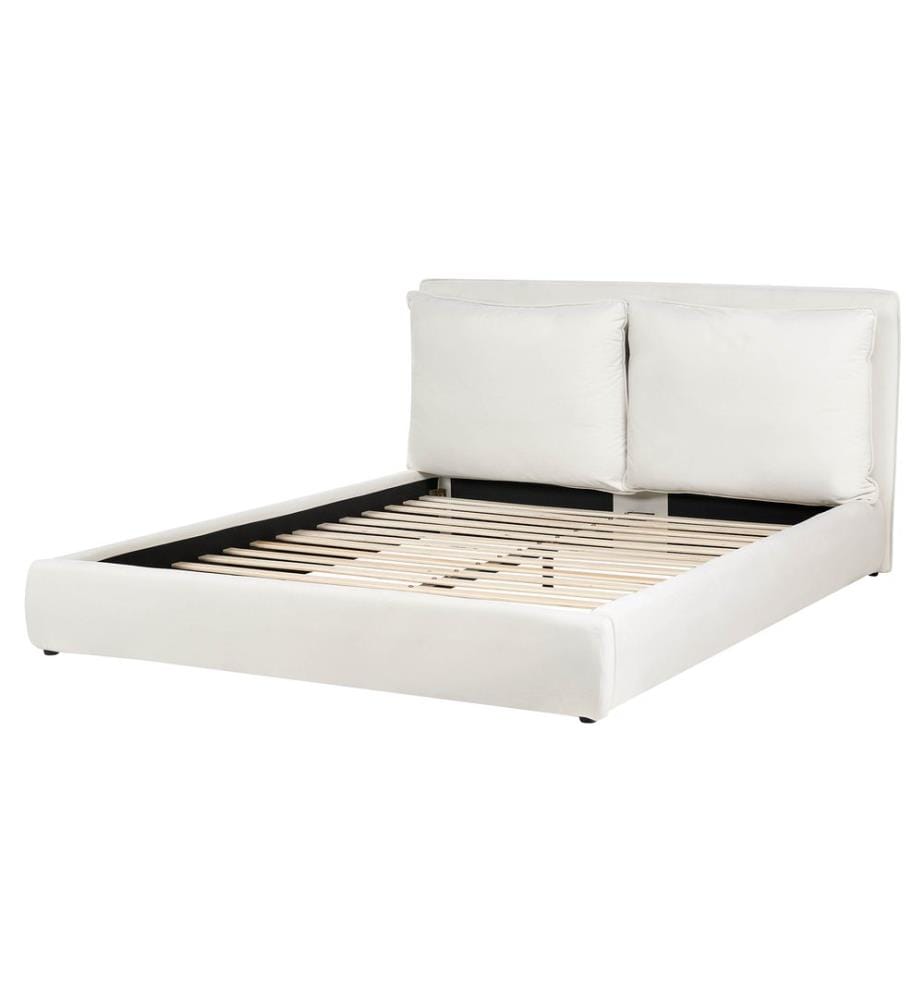 Lit avec sommier Velours BAJONNA 160 x 200 cm Blanc cassé