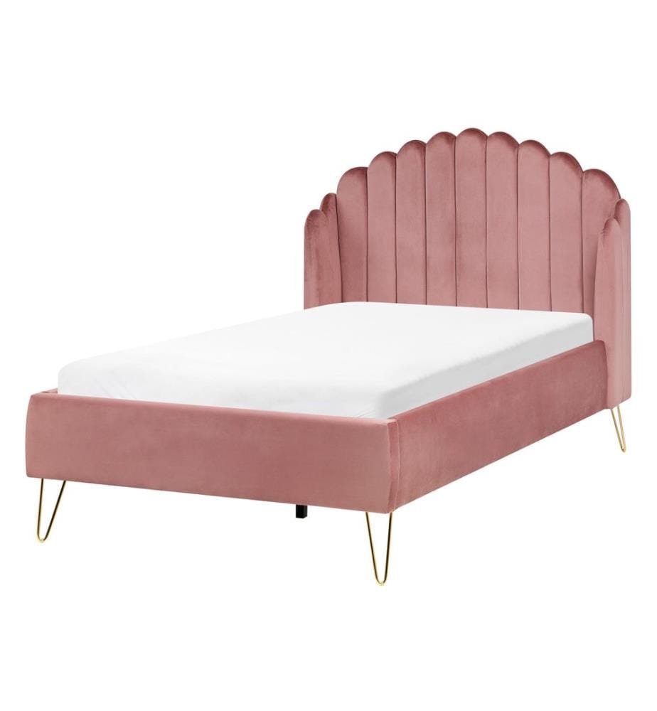 Lit avec sommier Velours AMBILLOU 120 x 200 cm Rose