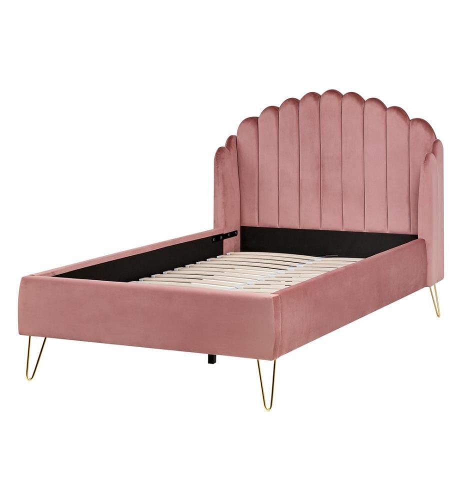 Lit avec sommier Velours AMBILLOU 120 x 200 cm Rose