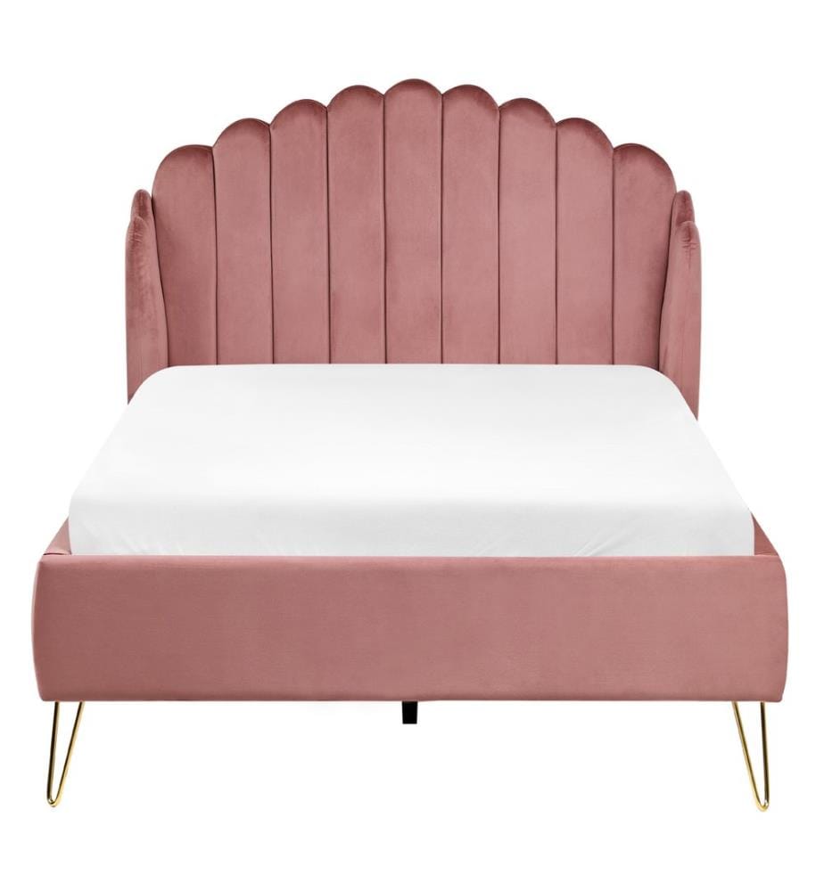 Lit avec sommier Velours AMBILLOU 120 x 200 cm Rose