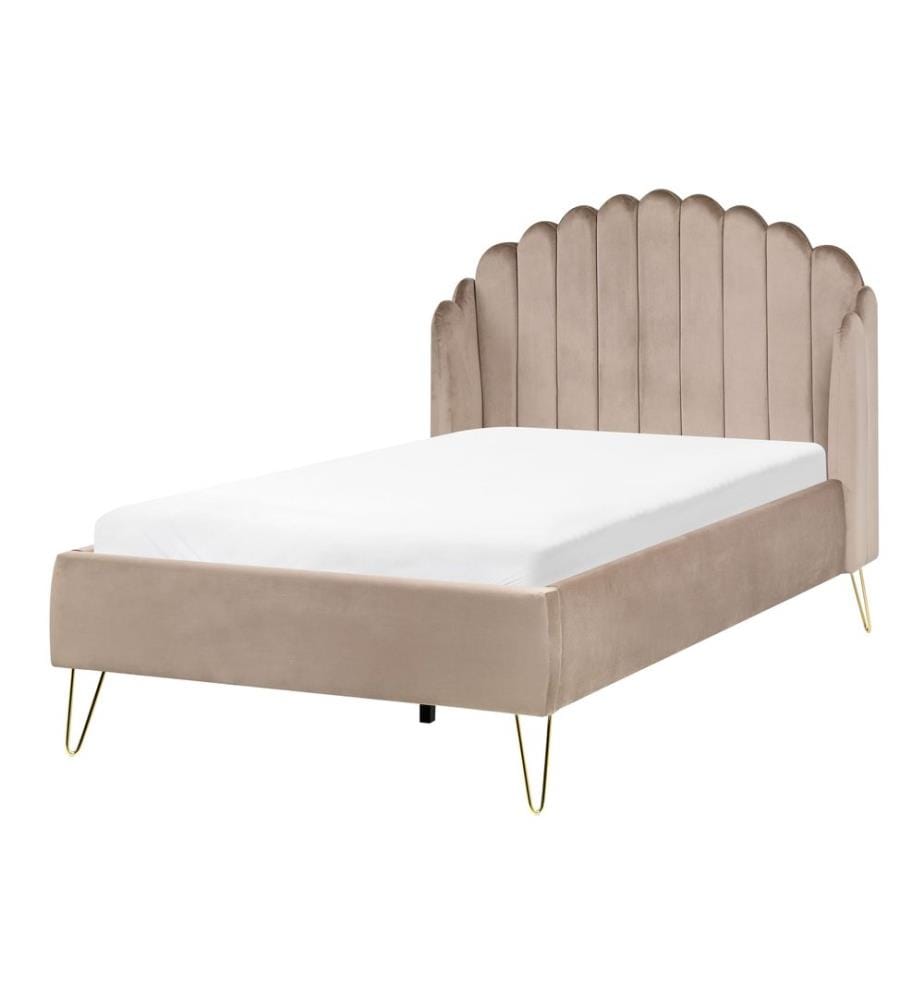 Lit avec sommier Velours AMBILLOU 120 x 200 cm Taupe