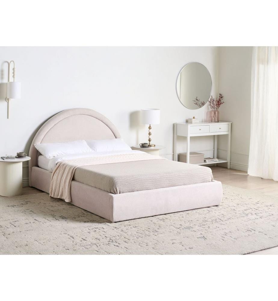 Lit ottoman Tissu MOUZON 140 x 200 cm Beige clair
