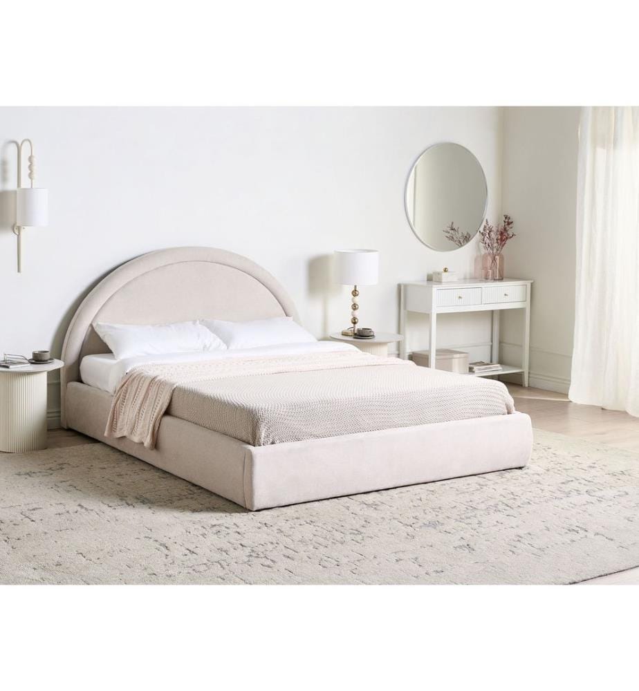 Lit ottoman Tissu MOUZON 160 x 200 cm Beige clair