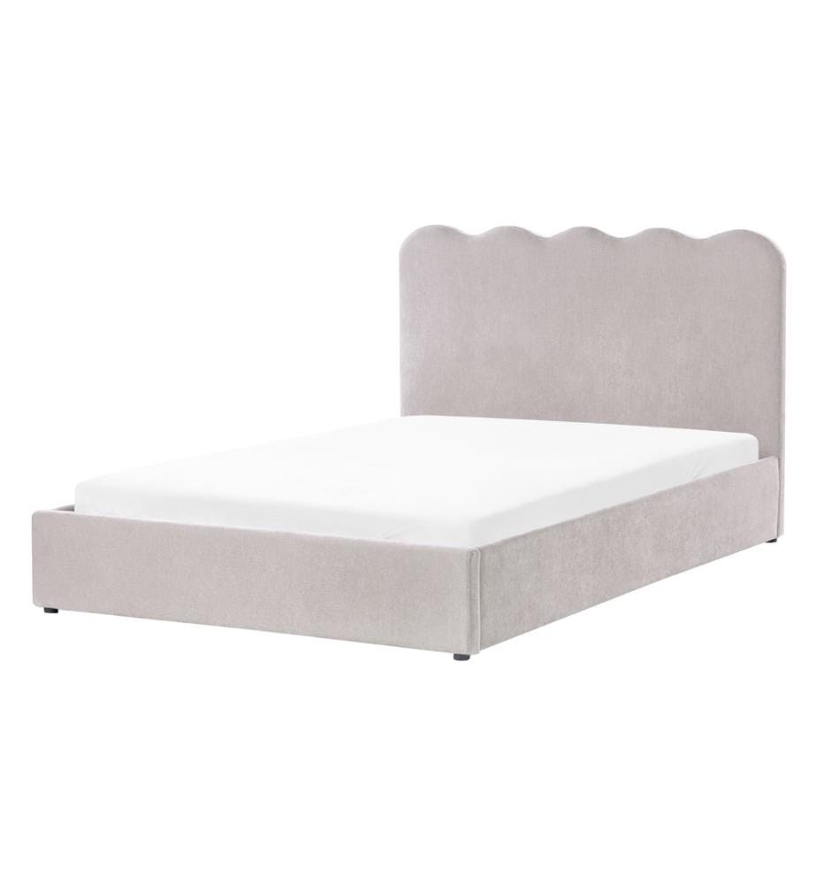 Lit ottoman Tissu chenille NANTERRE 140 x 200 cm Taupe