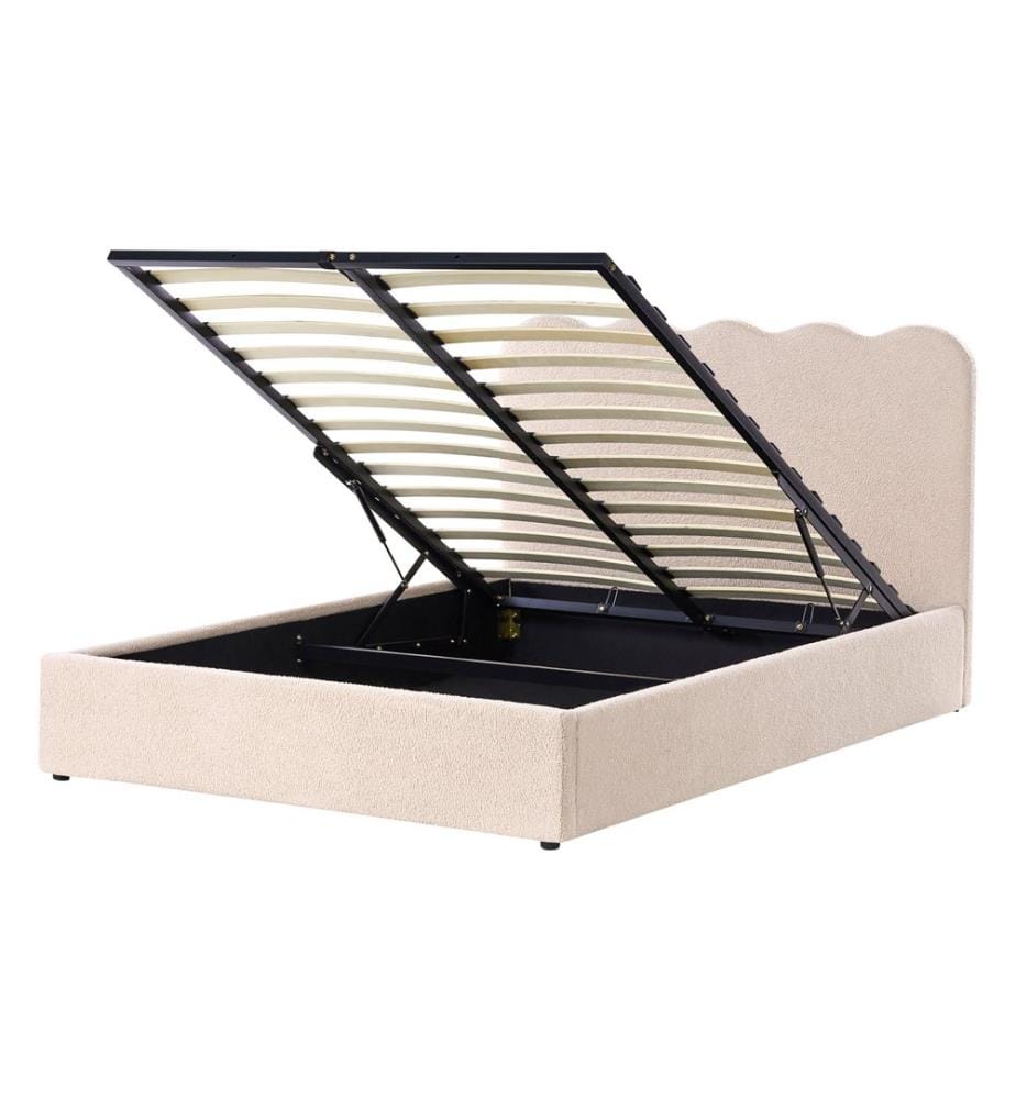 Lit ottoman Bouclé NANTERRE 140 x 200 cm Beige