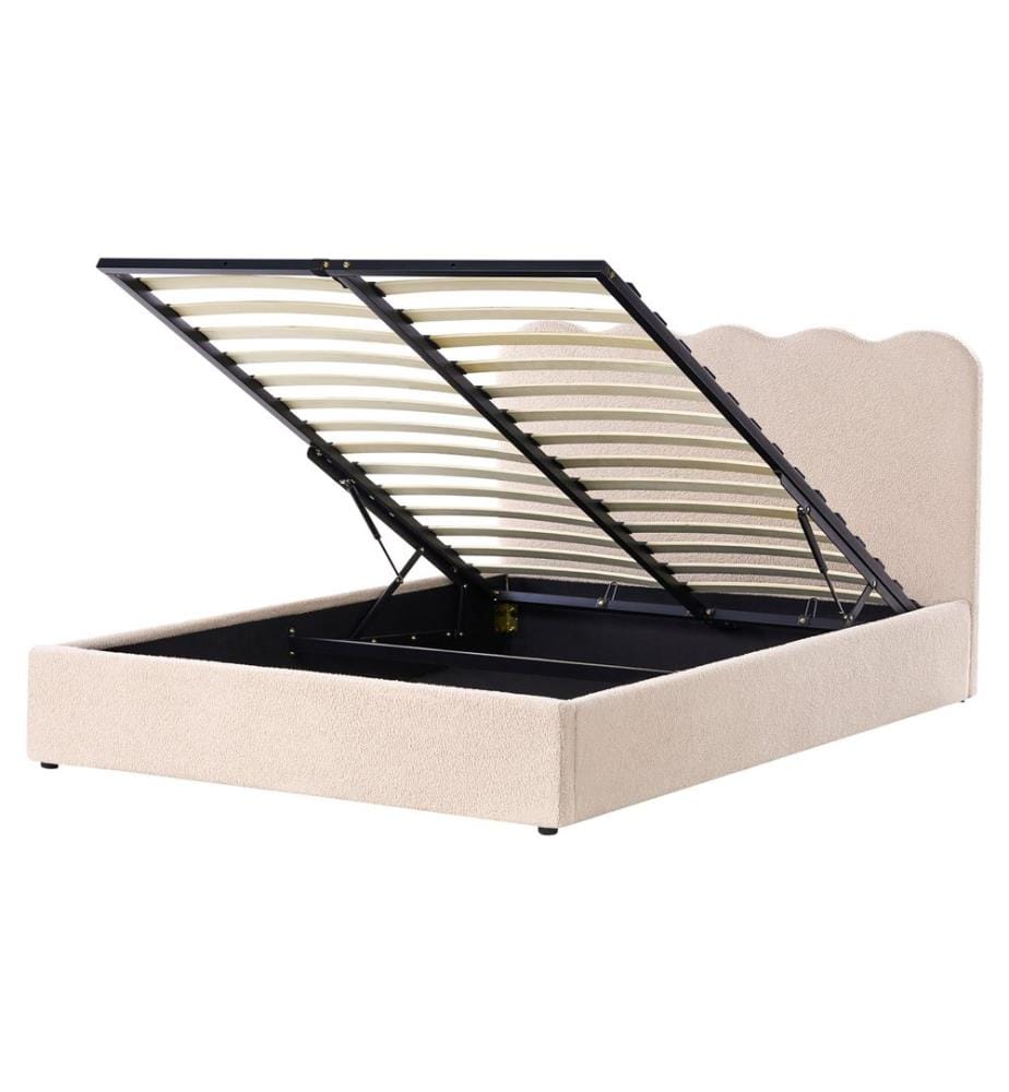 Lit ottoman Bouclé NANTERRE 160 x 200 cm Beige