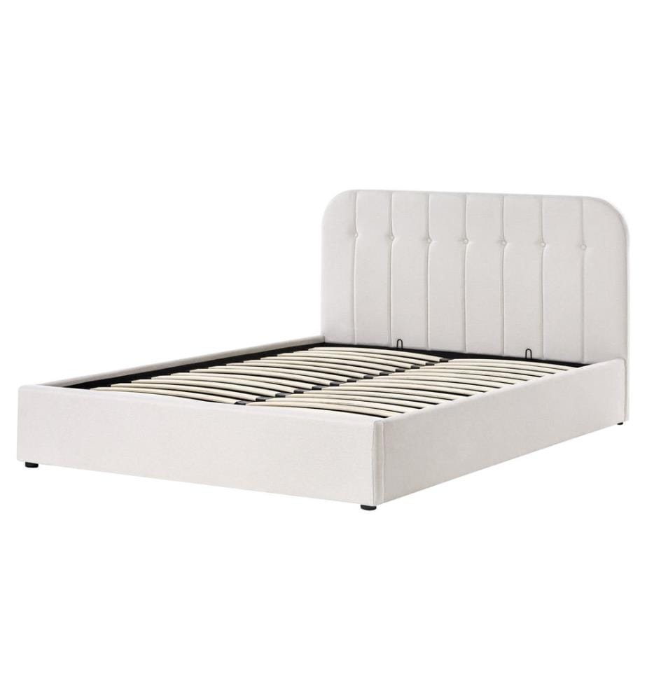 Lit ottoman Tissu CHALLANS 160 x 200 cm Blanc cassé