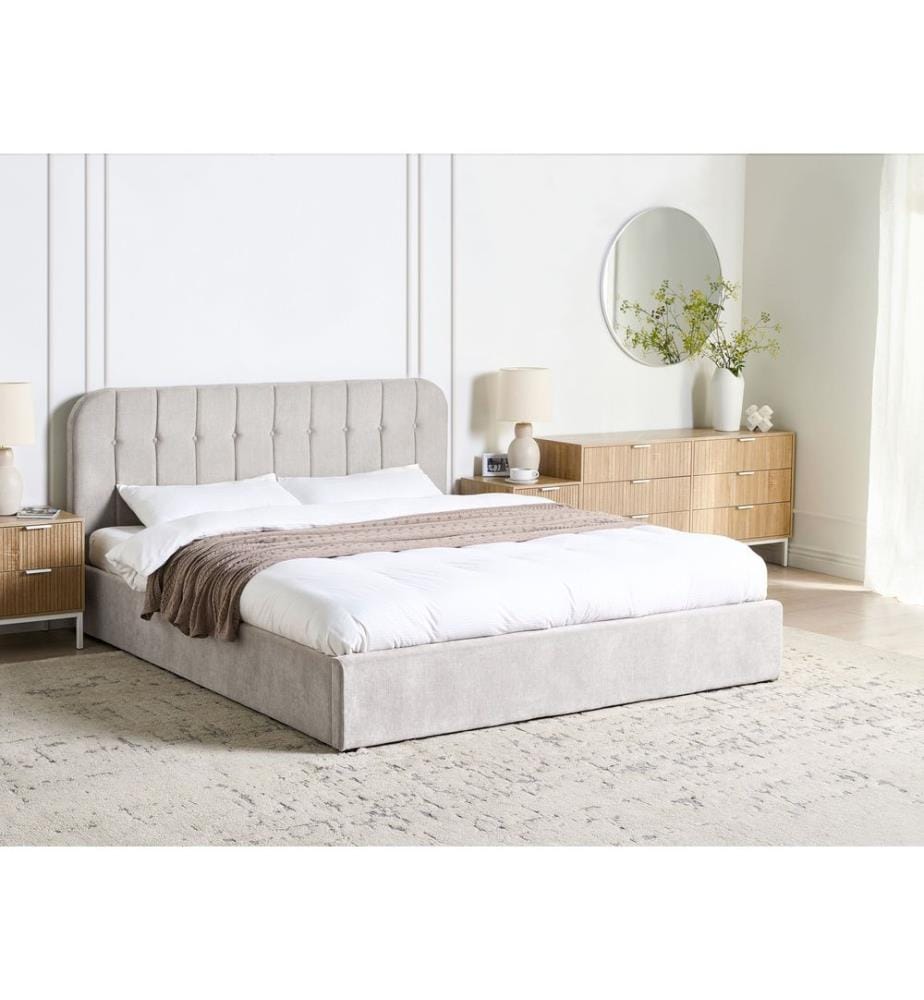 Lit ottoman Tissu CHALLANS 180 x 200 cm Blanc cassé