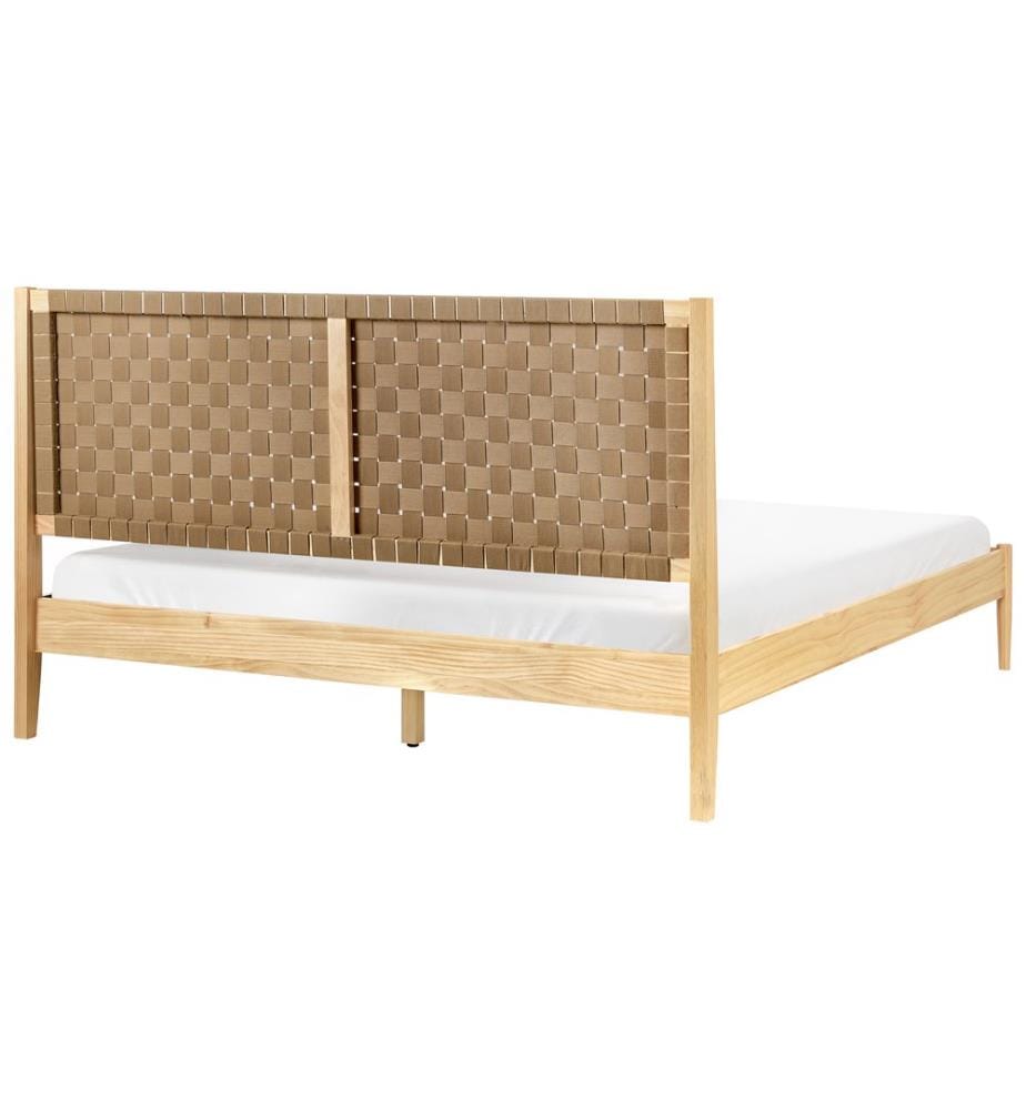 Lit avec sommier Bois de pin BRUNEMONT 180 x 200 cm Marron clair