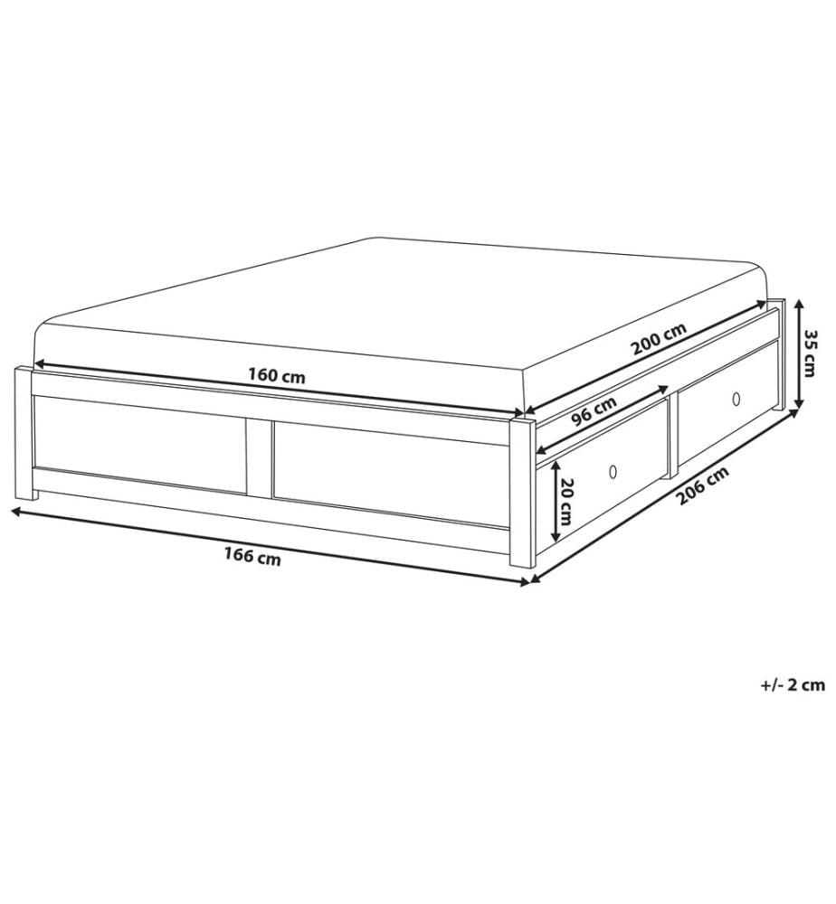 Bed with Storage Drawers without Headboard BRUX 160 x 200 cm (EU King Size) White