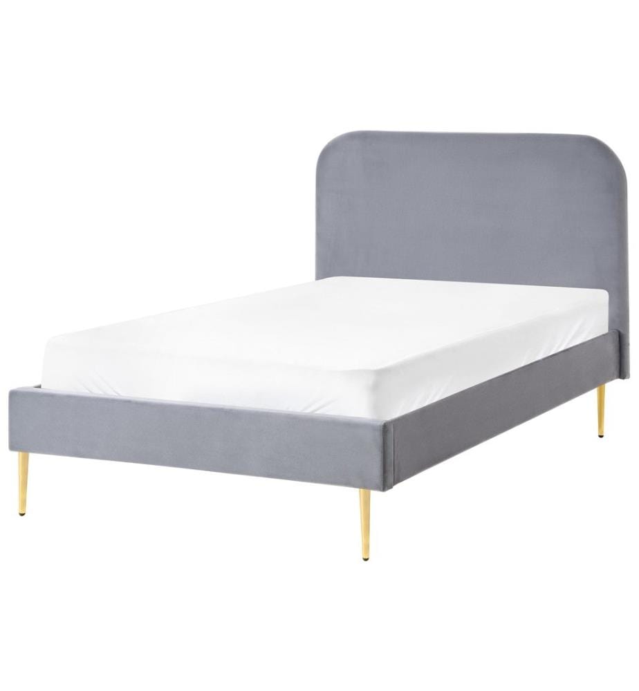 Lit avec sommier Velours FLAYAT 120 x 200 cm Gris