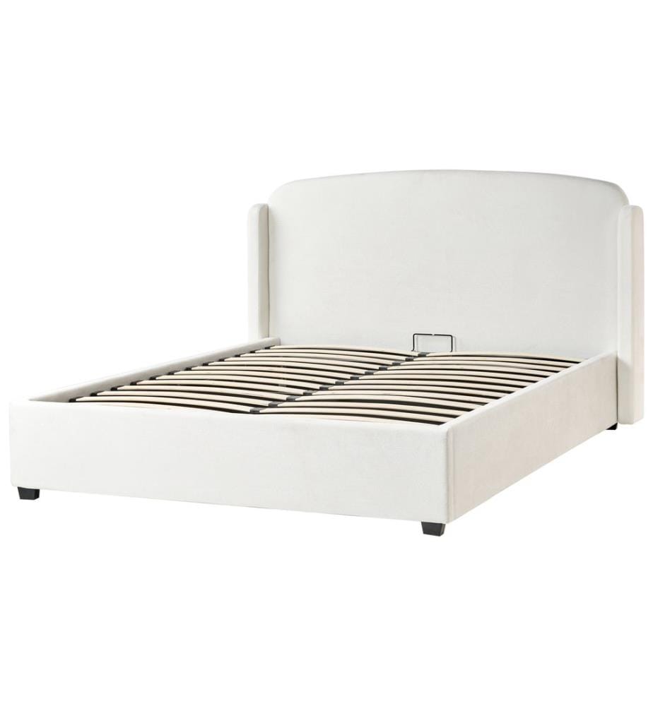 Letto contenitore Tessuto BERNAY 160 x 200 cm Bianco sporco