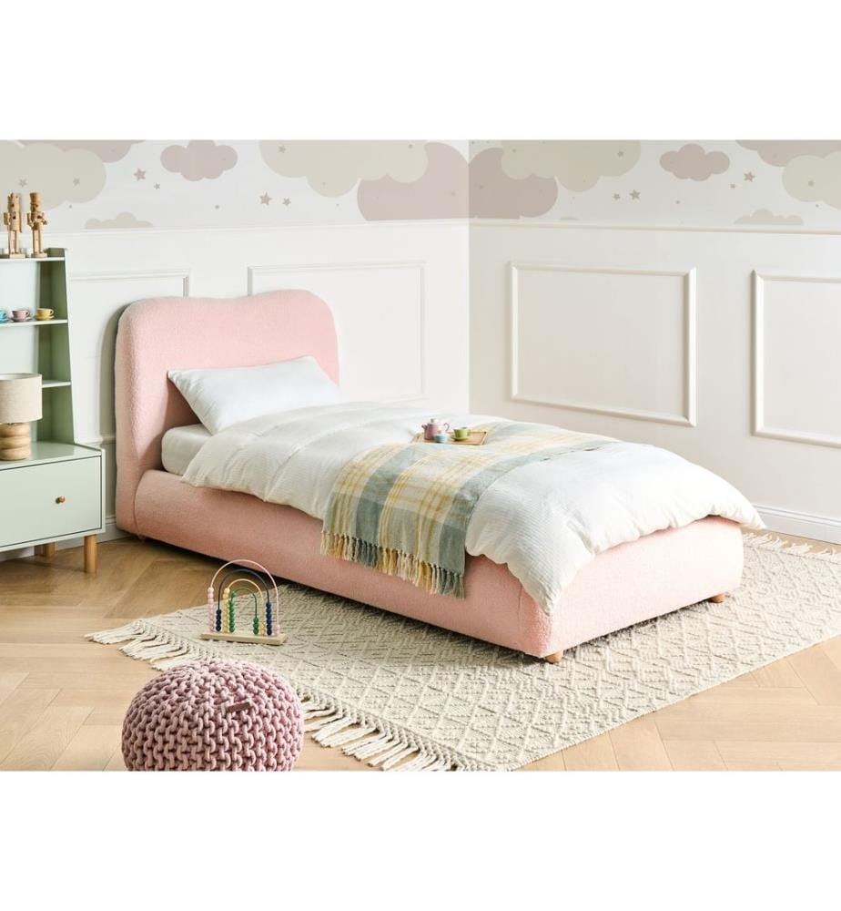 Lit ottoman Bouclé BLAGNAC 90 x 200 cm Rose
