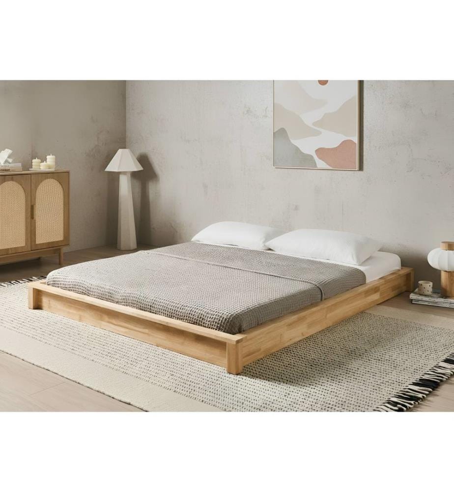 Lit sans tête de lit Bois ANTRAS 160 x 200 cm Marron clair