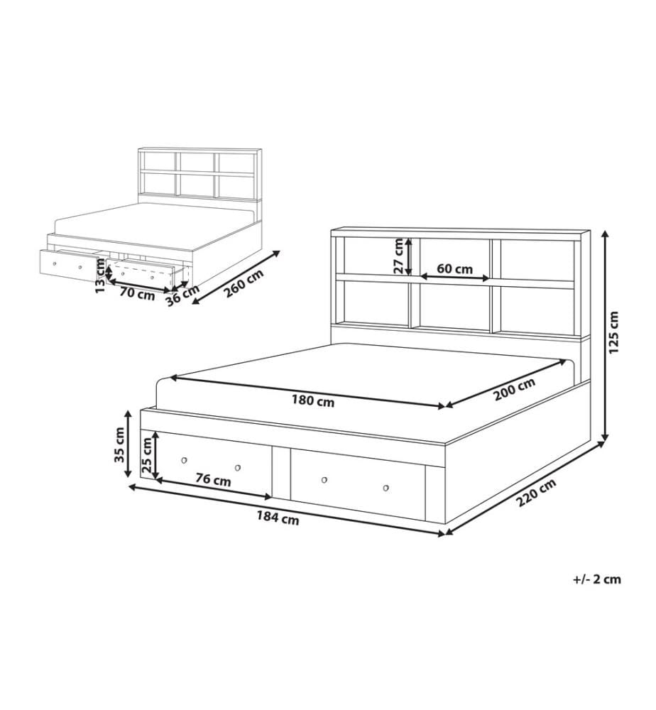 Lit avec tiroirs de rangement TARARE 180 x 200 cm Blanc