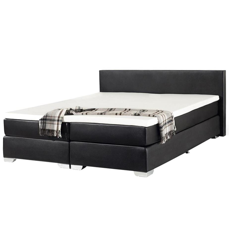 Lit Boxspring Cuir PU PRESIDENT 180 x 200 cm Noir