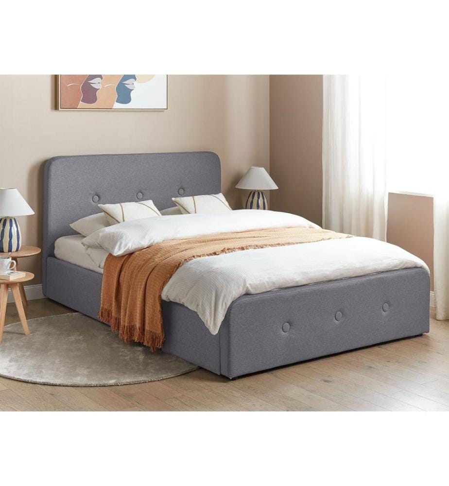 Lit ottoman Tissu RENNES 140 x 200 cm Gris foncé