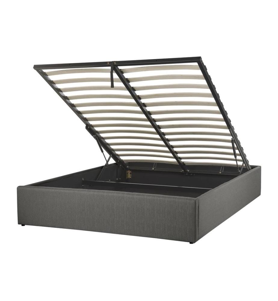 Ottoman Bed without Headboard Fabric DINAN 140 x 200 cm (EU Double) Dark Grey