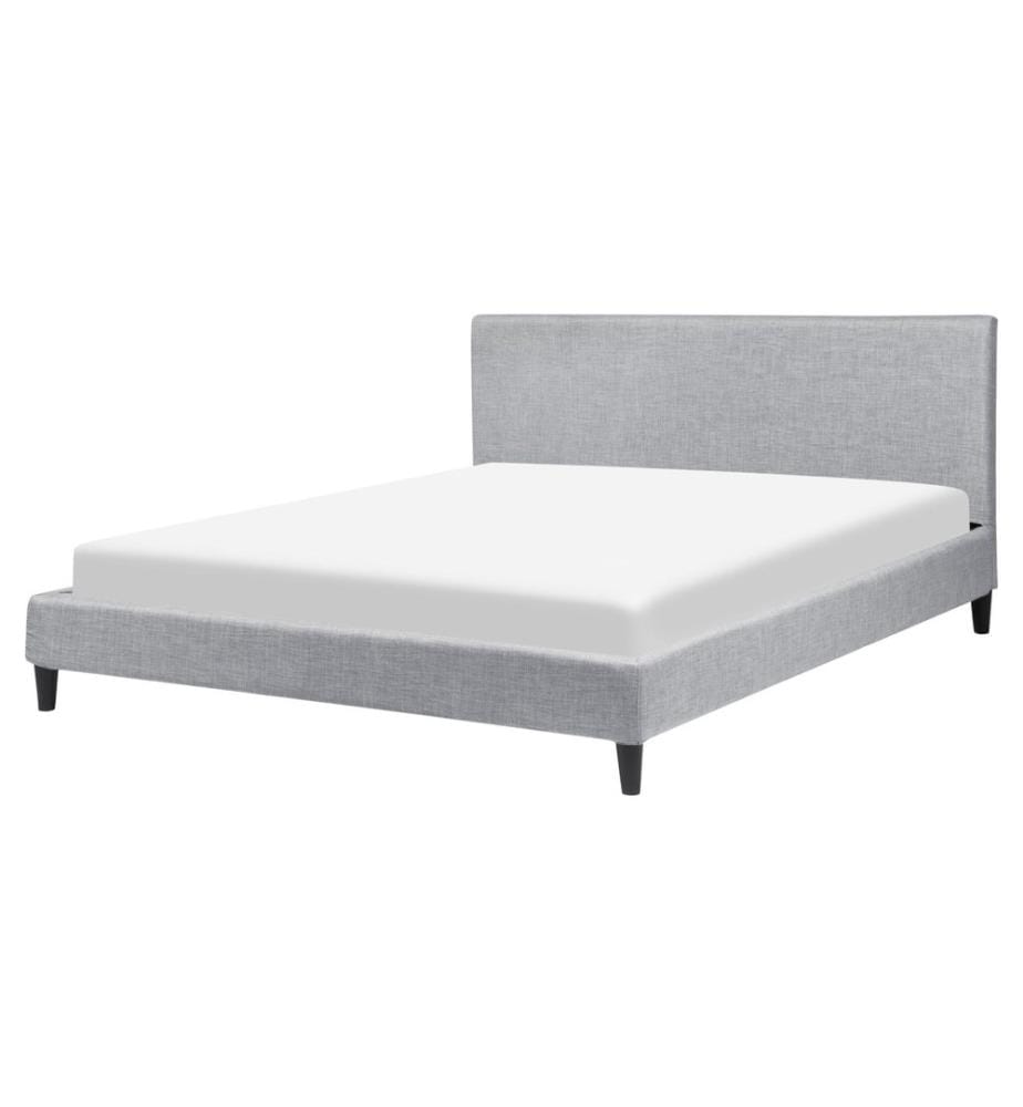 Lit avec LED Tissu FITOU 160 x 200 cm Gris clair