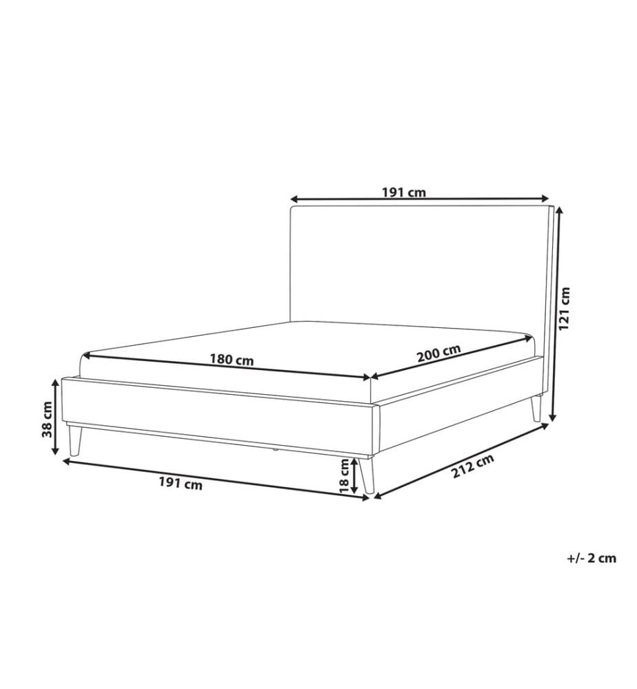 Lit avec sommier Velours BAYONNE 180 x 200 cm Gris clair