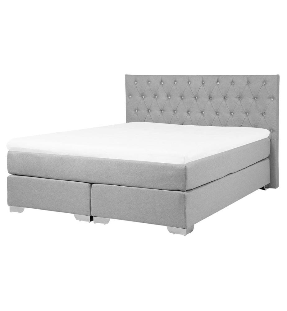 Lit Boxspring Tissu DUCHESS 160 x 200 cm Gris clair