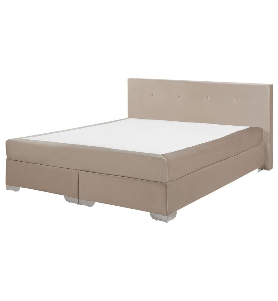 Boxspringbett Samtstoff CONSUL 160 x 200 cm Hellbeige