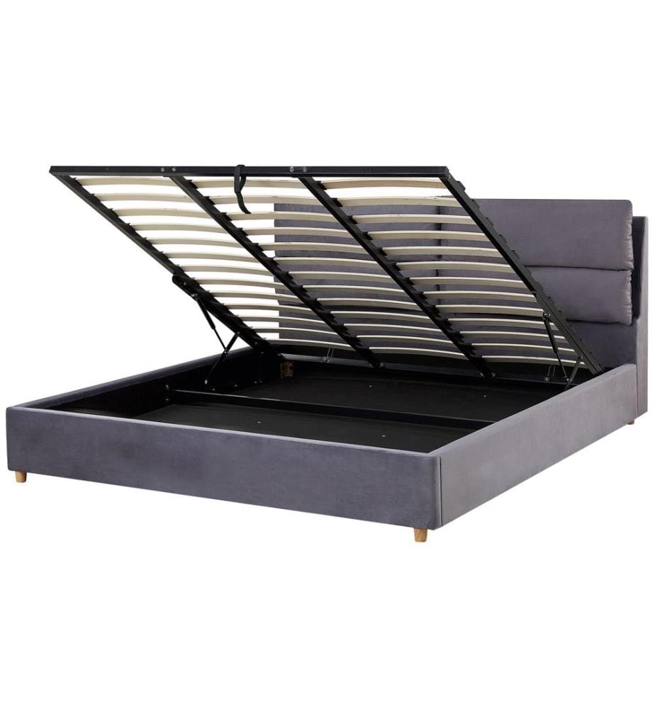 Lit ottoman Velours BATILLY 180 x 200 cm Gris