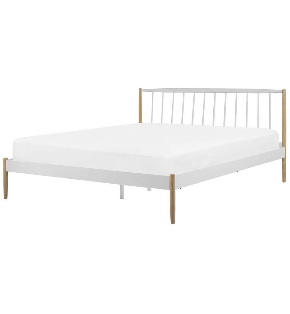 Lit avec sommier Métal MAURS 180 x 200 cm Blanc