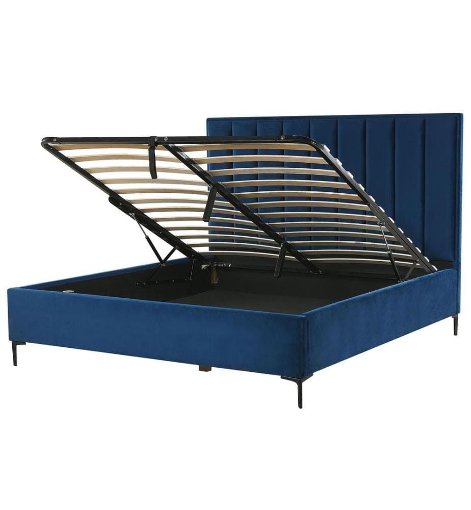Lit ottoman Velours SEZANNE 180 x 200 cm Bleu marine
