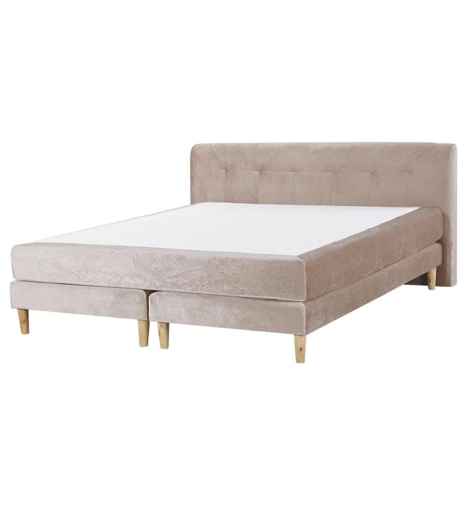 Lit Boxspring Velours MARQUISE 160 x 200 cm Beige
