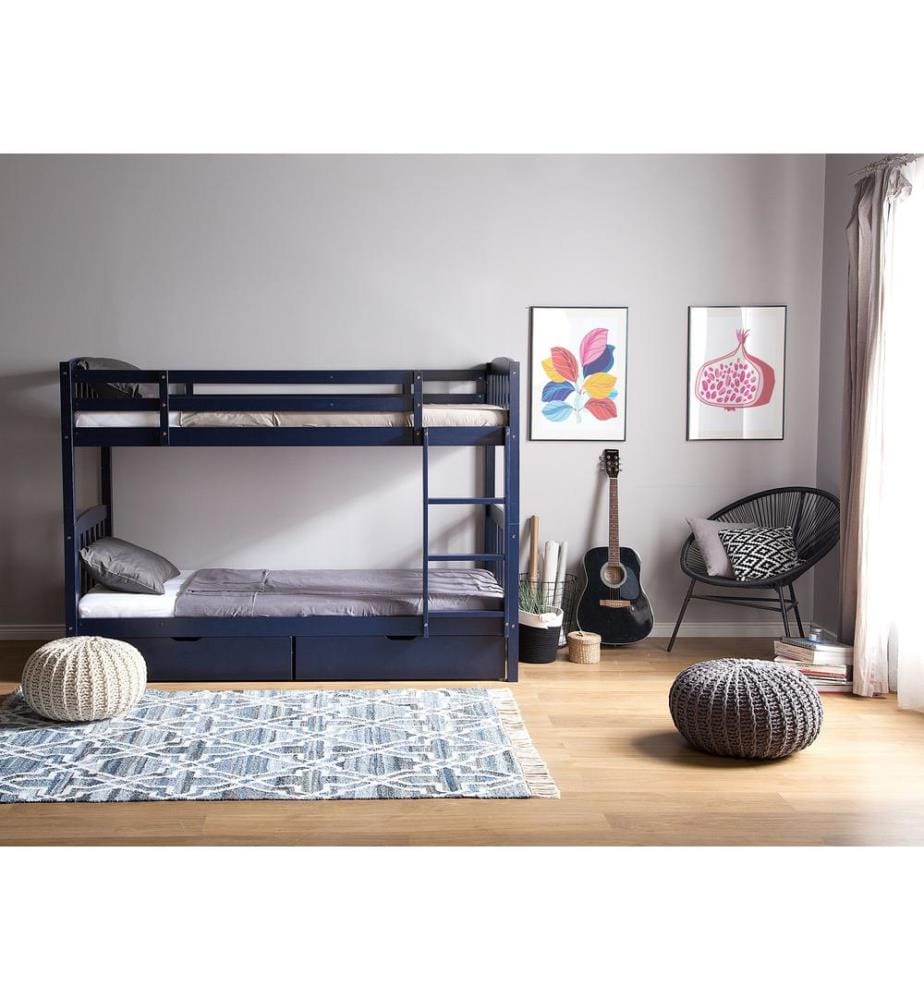 Lit superposé Bois de pin REVIN 90 x 200 cm Bleu marine