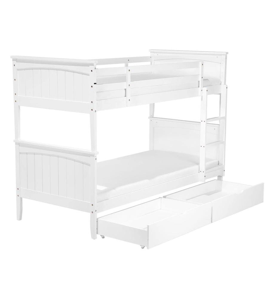 Lit superposé Bois de pin ALBON 90 x 200 cm Blanc