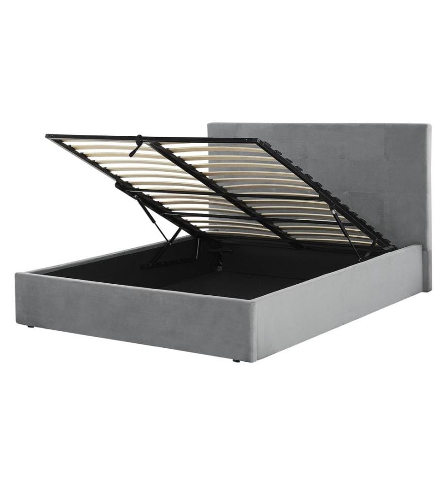 Lit ottoman Velours LORIENT 140 x 200 cm Gris clair