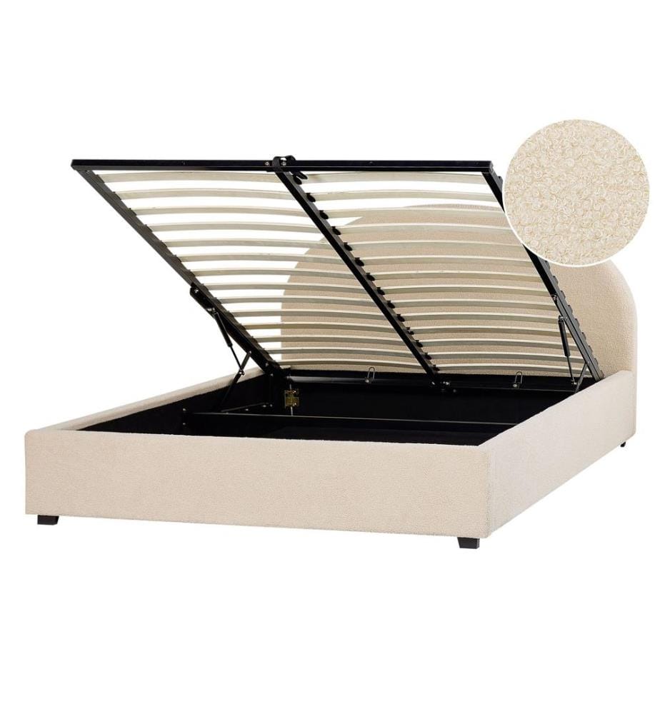 Lit ottoman Bouclé VAUCLUSE 140 x 200 cm Beige