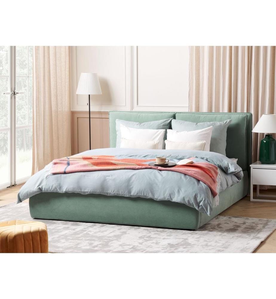 Lit ottoman Velours BAJONNA 160 x 200 cm Vert menthe