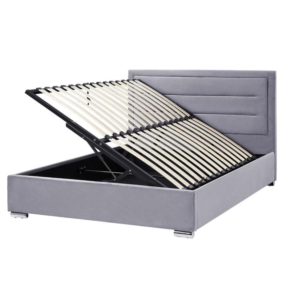 Lit ottoman Velours ROUEN 160 x 200 cm Gris foncé