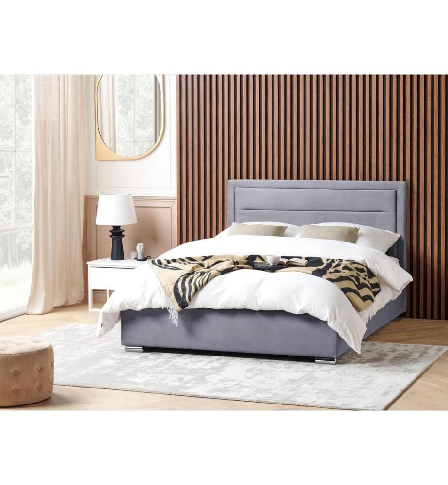 Lit ottoman Velours ROUEN 160 x 200 cm Gris foncé