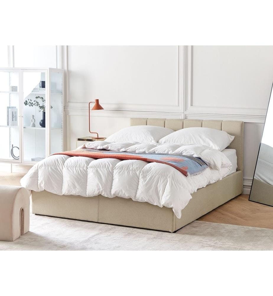 Lit ottoman Tissu DREUX 140 x 200 cm Beige