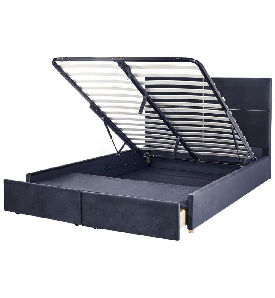 Bett mit Stauraum Samtstoff VERNOYES 180 x 200 cm Schwarz