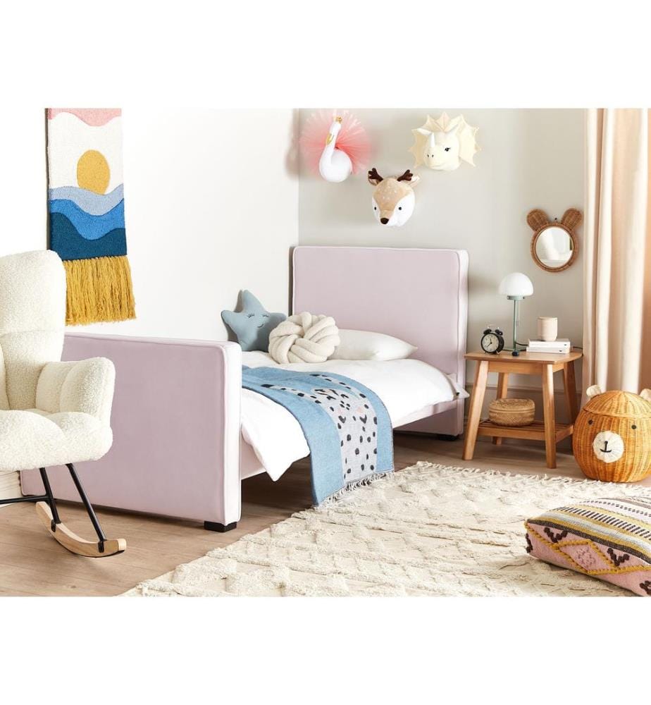 Lit d'enfant Velours TEENIE 90 x 200 cm Rose pastel
