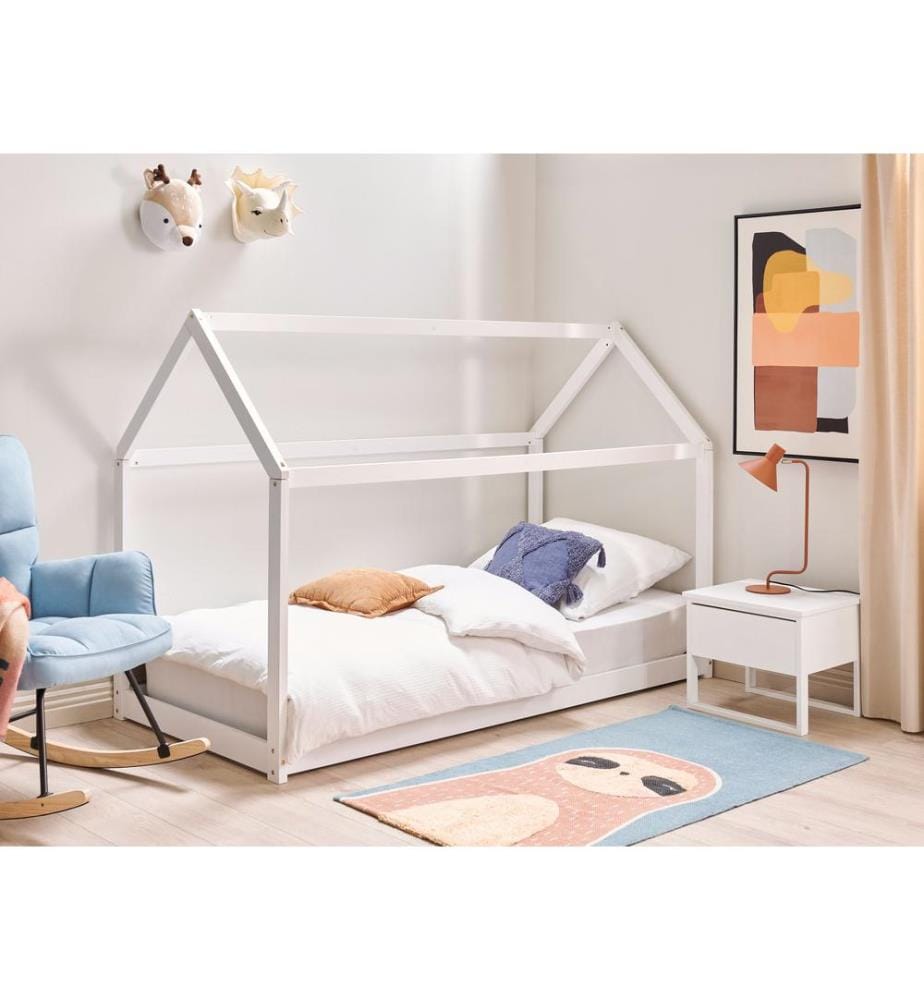 Lit d'enfant Maison Bois de pin TOSSE 90 x 200 cm Blanc