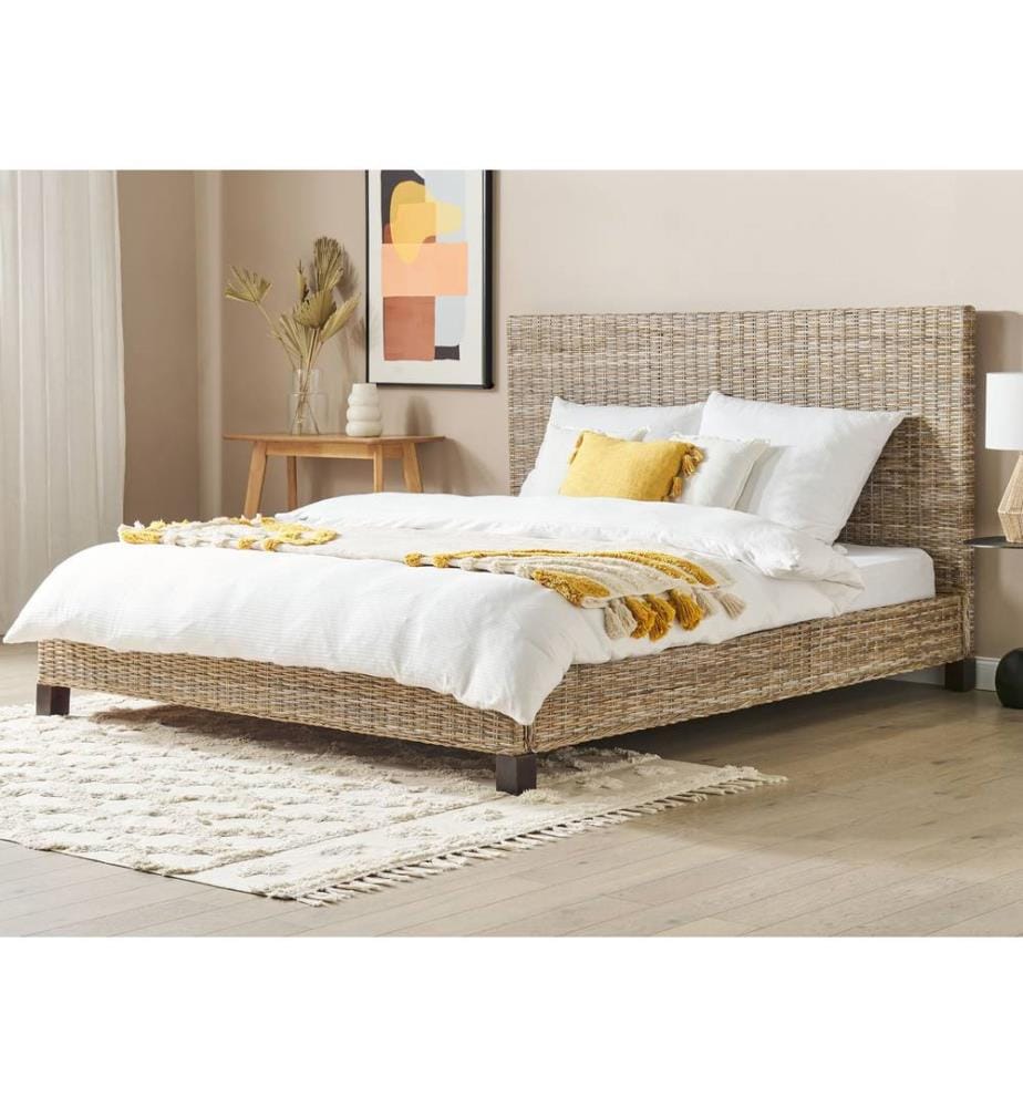 Lit avec sommier Rotin SALBRIS 180 x 200 cm Naturel