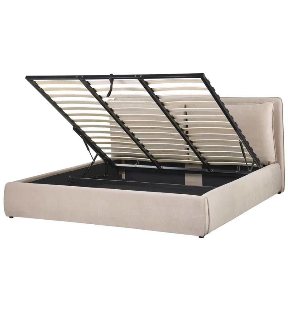 Lit ottoman Velours BAJONNA 180 x 200 cm Beige