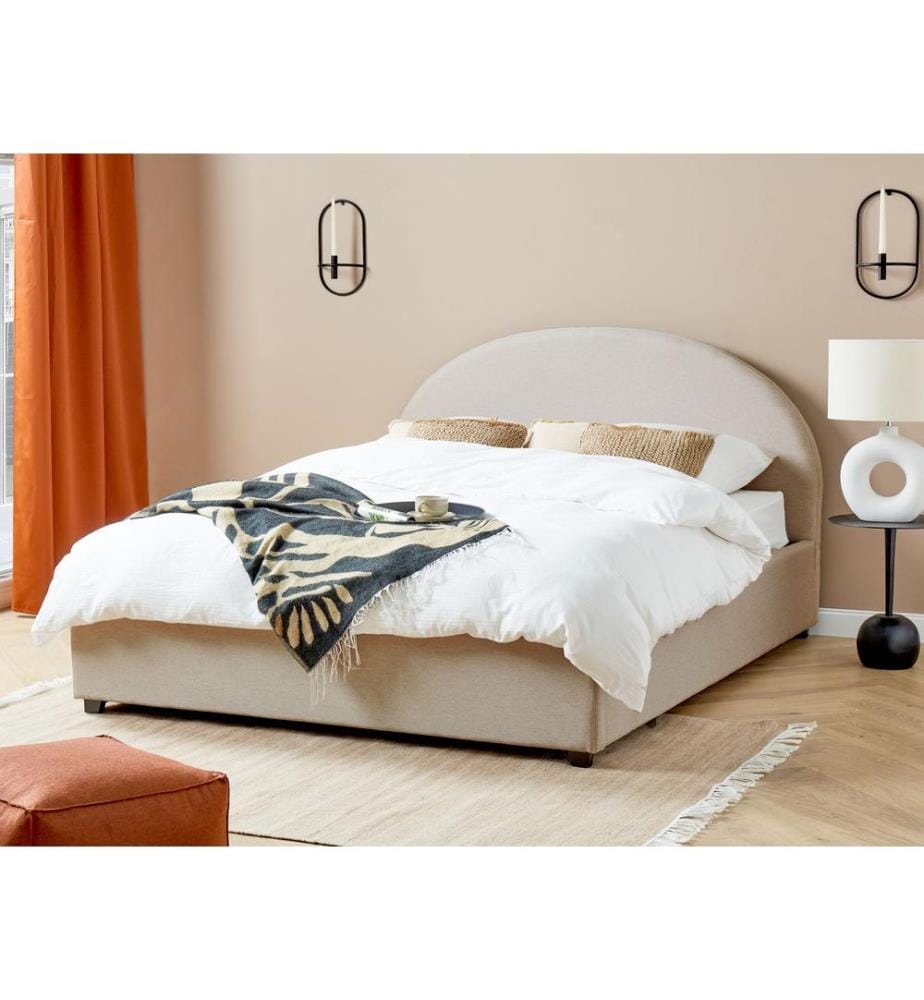 Lit ottoman Tissu VAUCLUSE 160 x 200 cm Beige clair