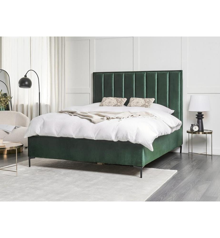 Lit ottoman Velours SEZANNE 160 x 200 cm Vert foncé